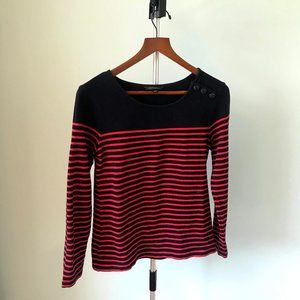 Banana Republic Navy and Red Stripe Sweater
